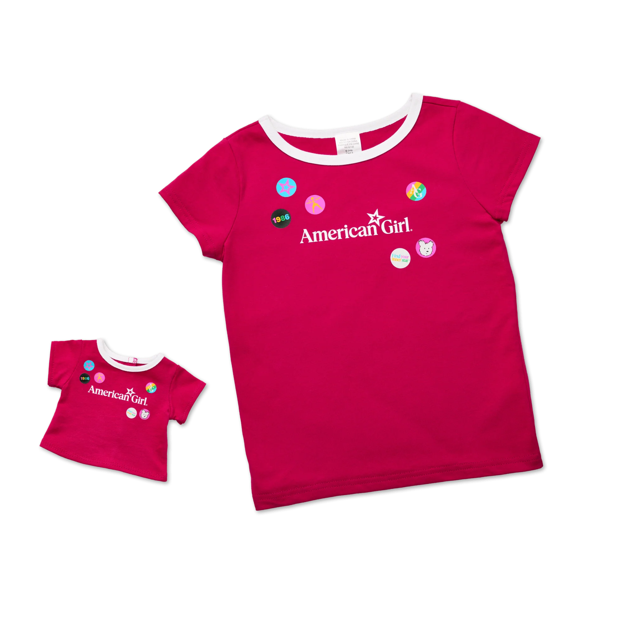 Matching AG™ Grin Pins Ringer Tee Set for Girls & 18-inch Dolls