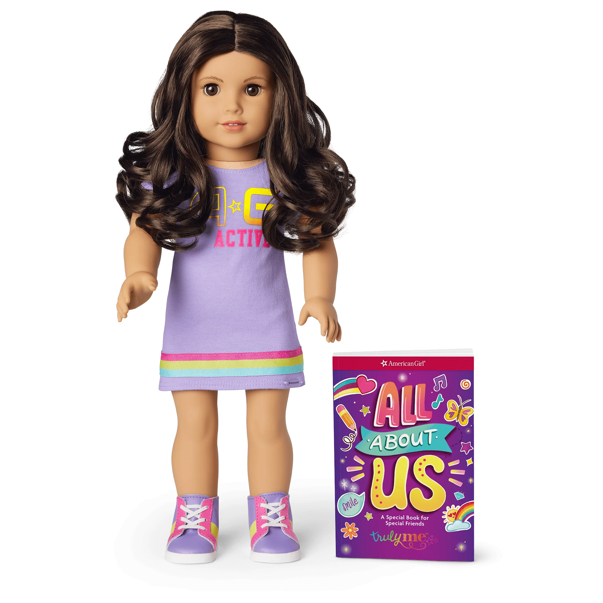 Truly Me™ 18-inch Doll #121 with curly dark-brown hair