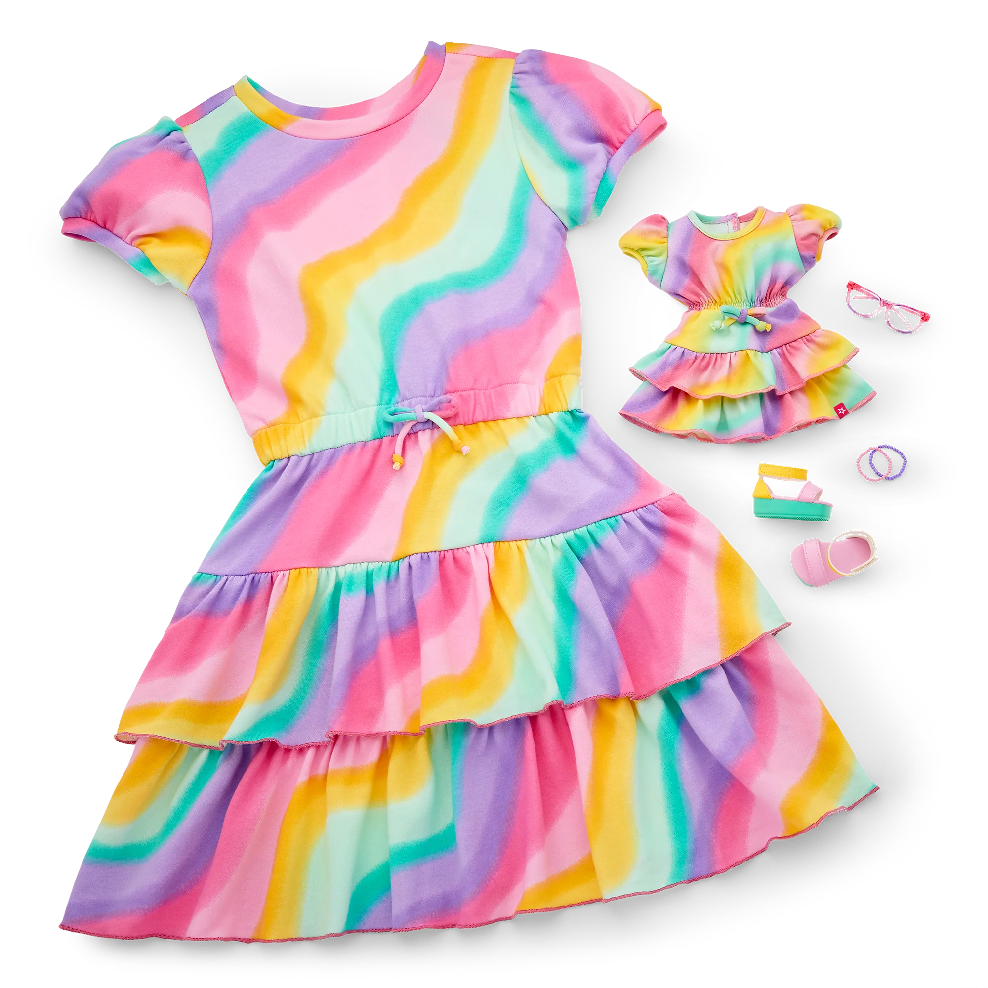Summer's™ Rainbow Swirl Dress for Girls & 18-inch Dolls + Summer Doll (Girl of the Year™ 2025)