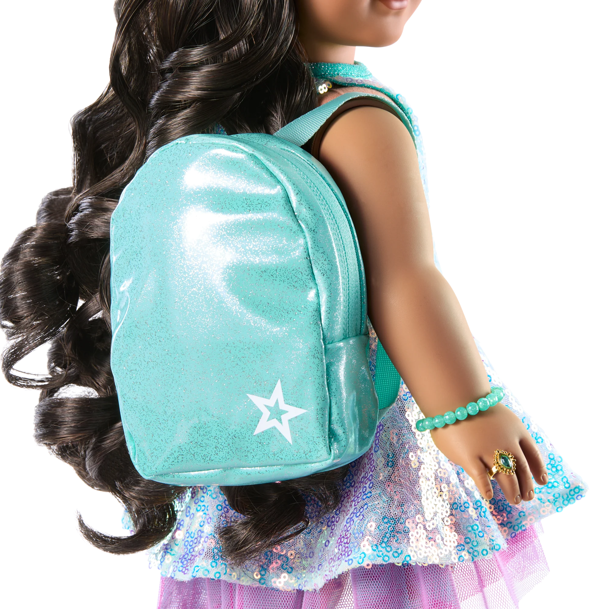 Glam Shimmering Ocean Outfit & Shimmering Sea Turtle Backpack & Accessory Set Bundle