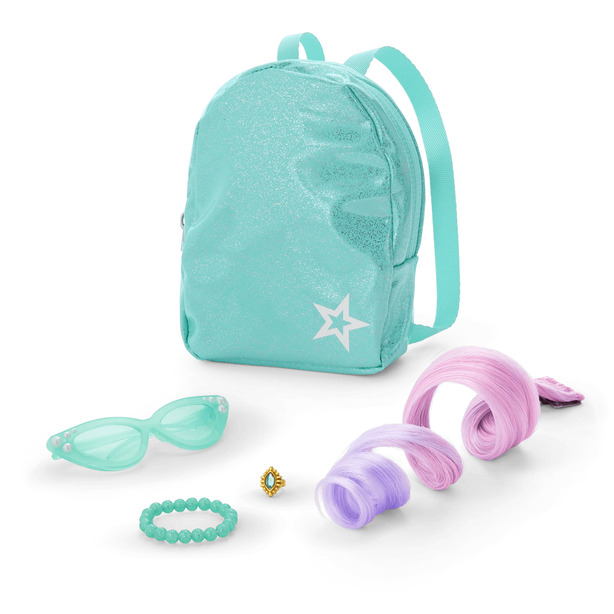 Glam Shimmering Ocean Outfit & Shimmering Sea Turtle Backpack & Accessory Set Bundle