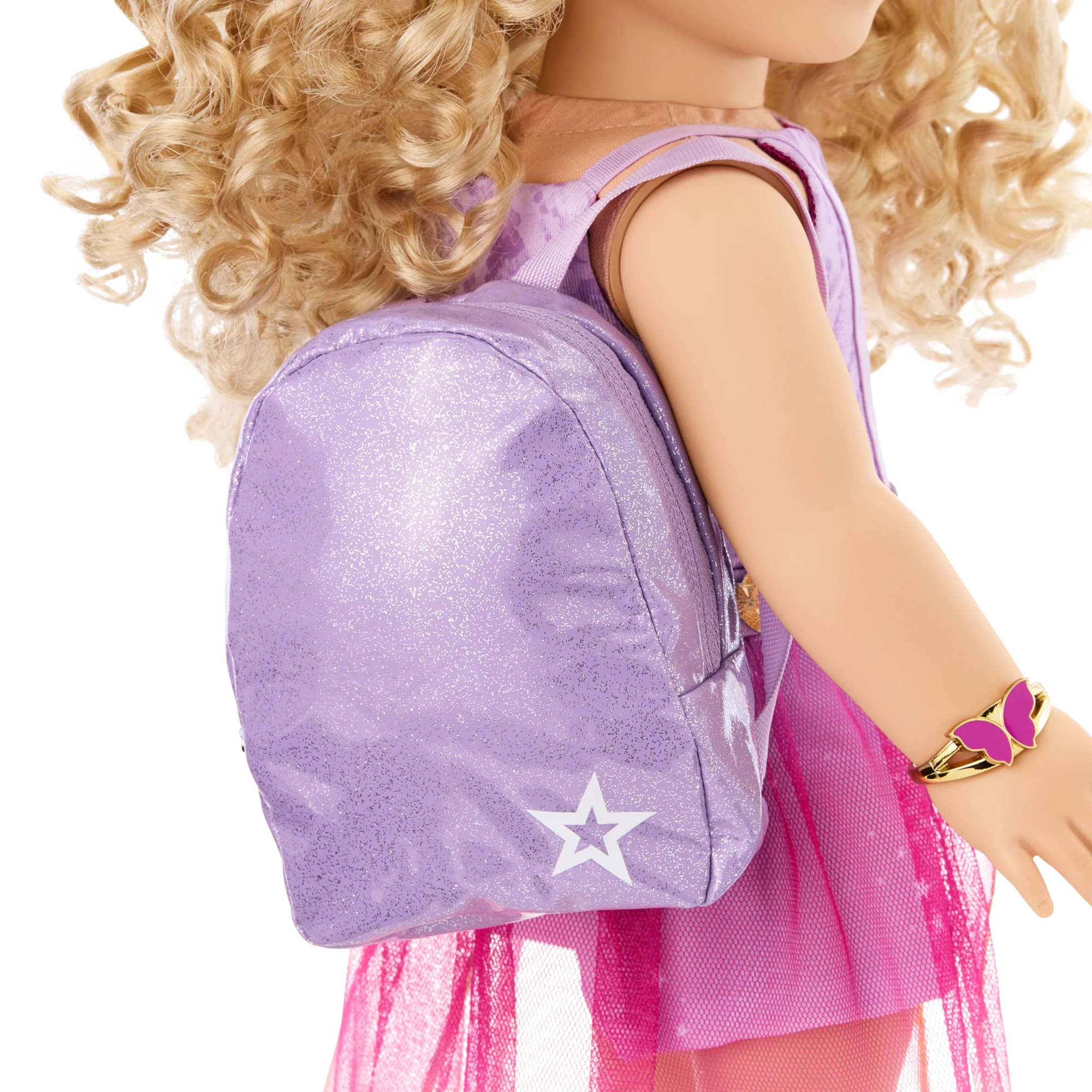 Glam Sparkly Concert Outfit & Colorful Teddy Bear Backpack & Accessory Set Bundle