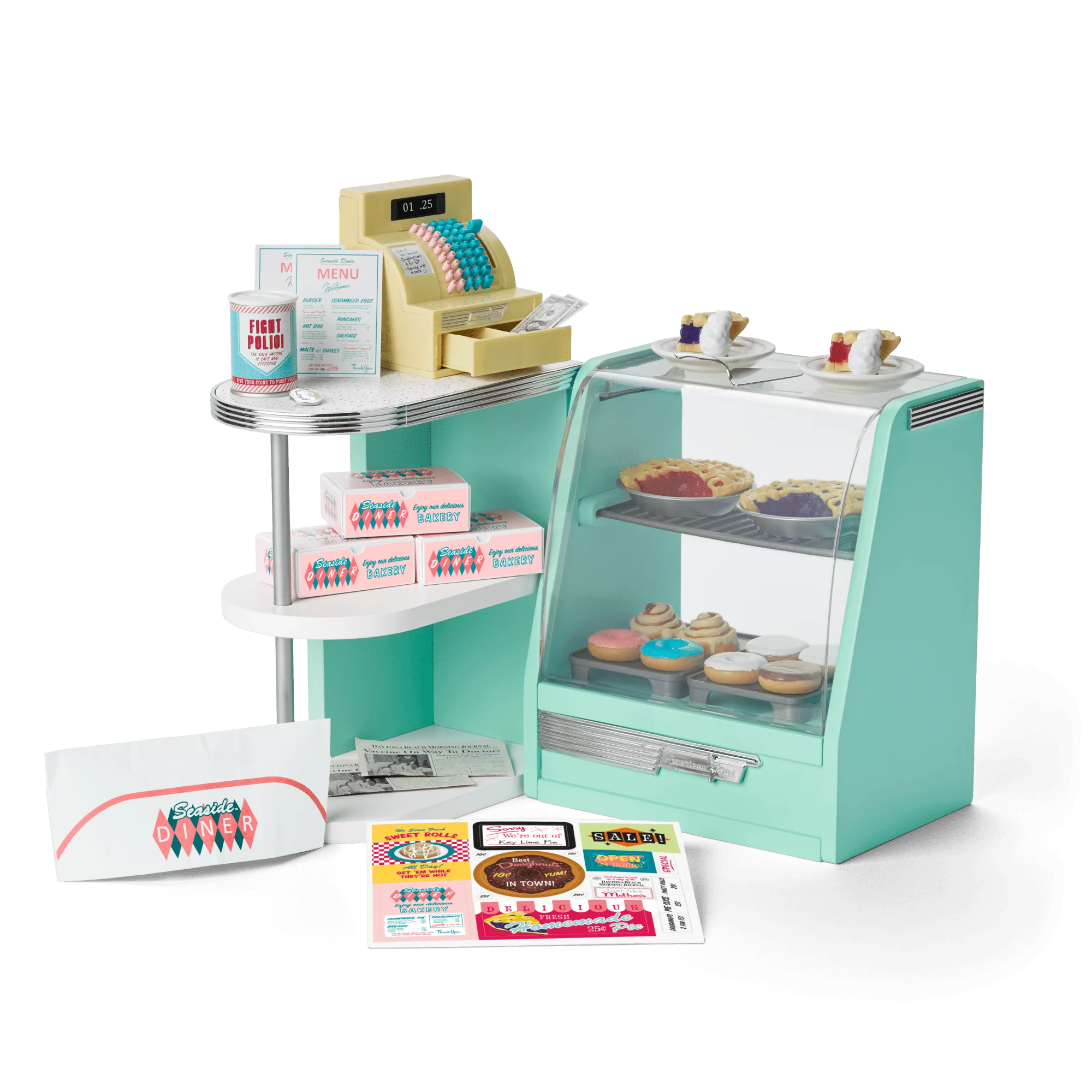 Maryellen’s™ Seaside Diner Bakery Case for 18-inch Dolls (Historical Characters) 1 Maryellen’s™ Seaside Diner Bakery Case for 18-inch Dolls (Historical Characters)