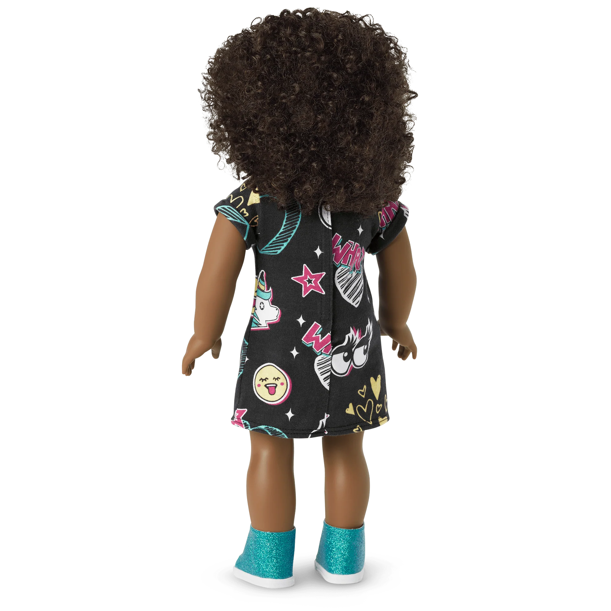 Truly Me™ 18-inch Doll #112 with short curly dark-brown hair
