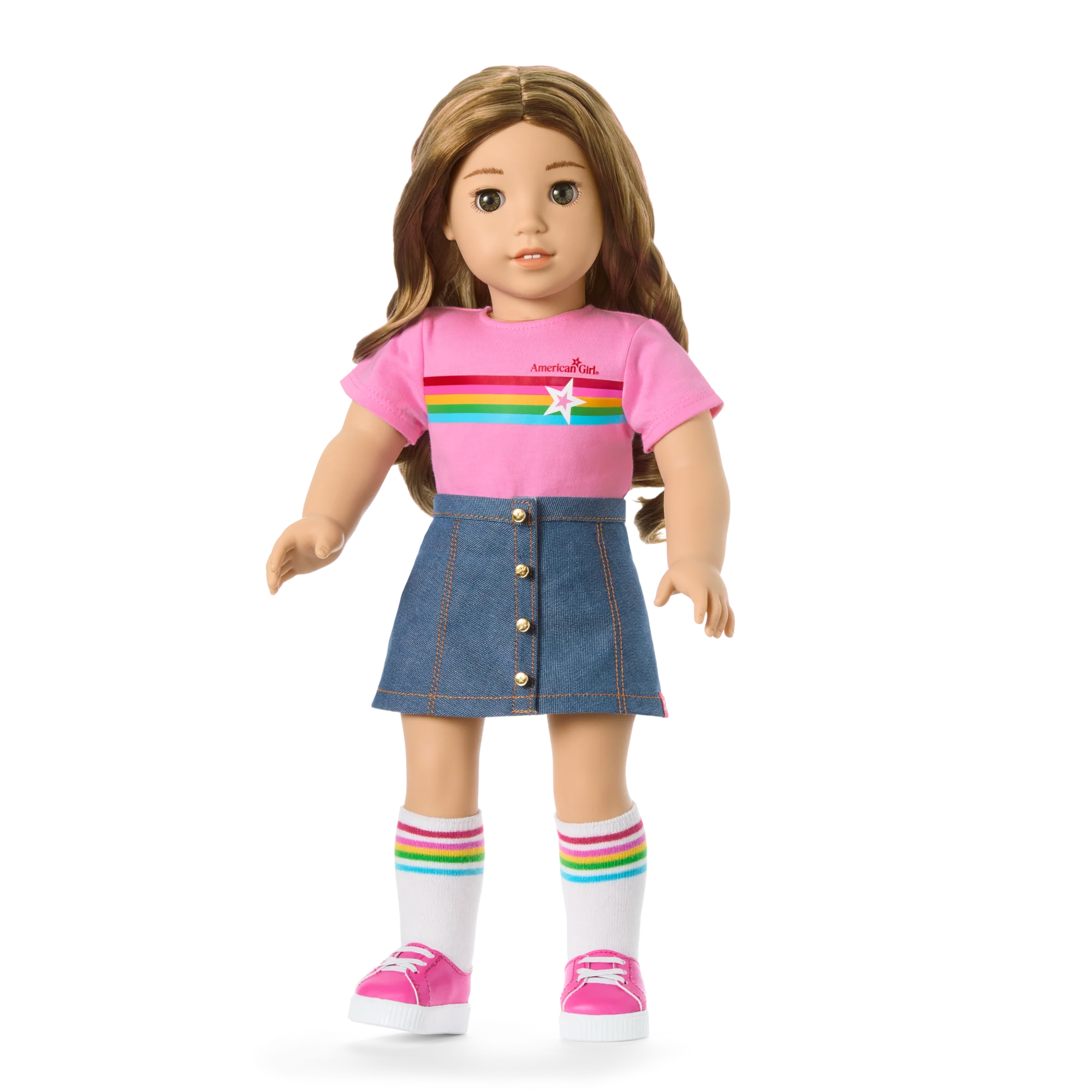 Truly Me™ 18-inch Doll #118 with curly caramel hair