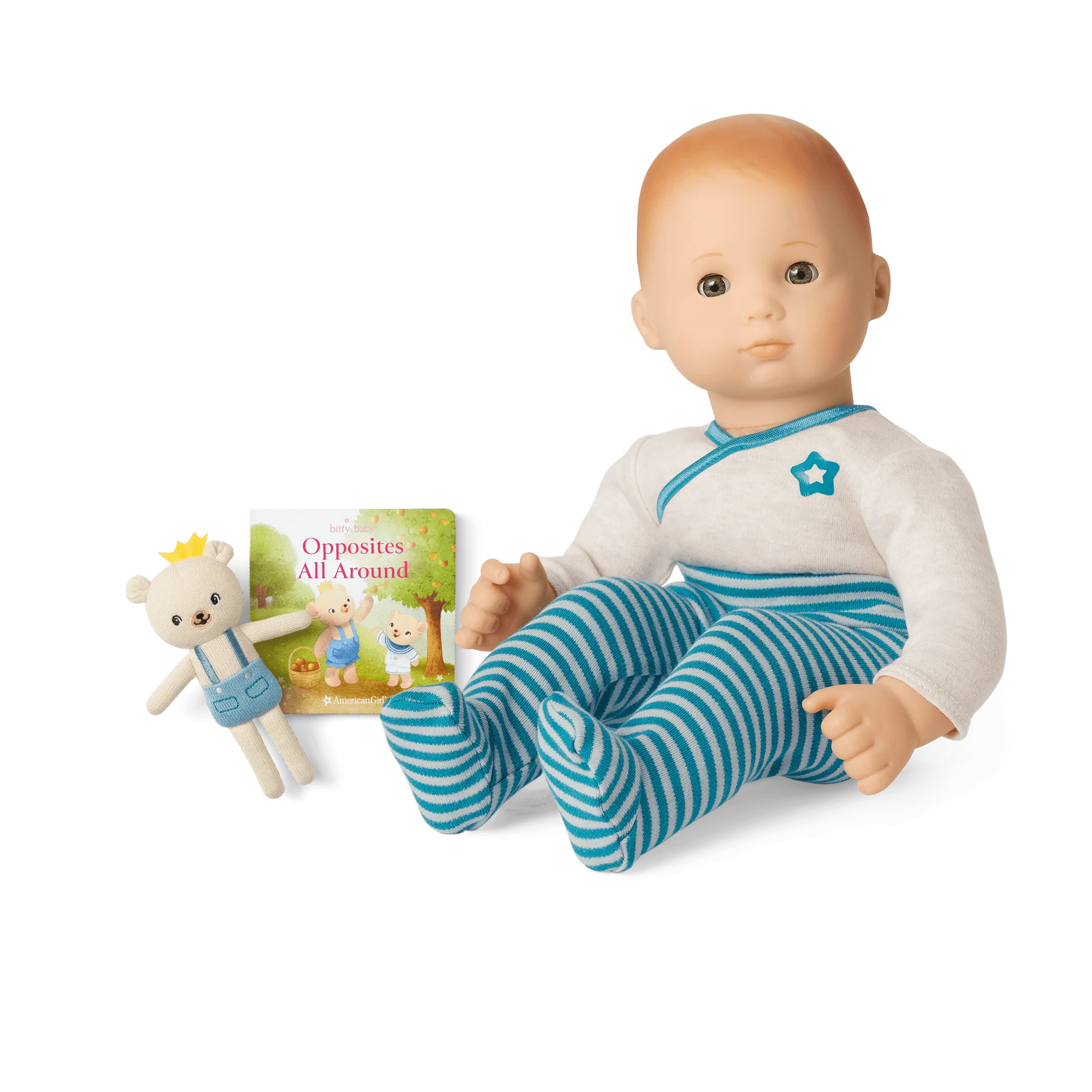 Bitty Baby® Doll #6 in Soft Blue + Bear Friend & Board Book 1 Bitty Baby® Doll #6 in Soft Blue + Bear Friend & Board Book