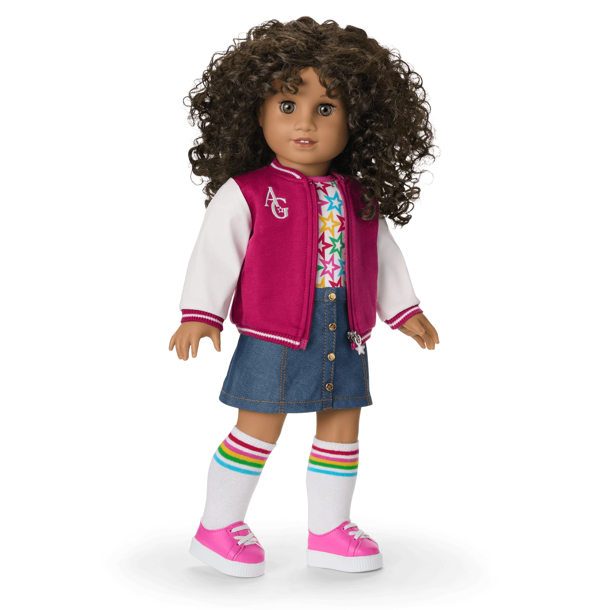 Truly Me™ 18-inch Doll #132 with curly dark-brown hair