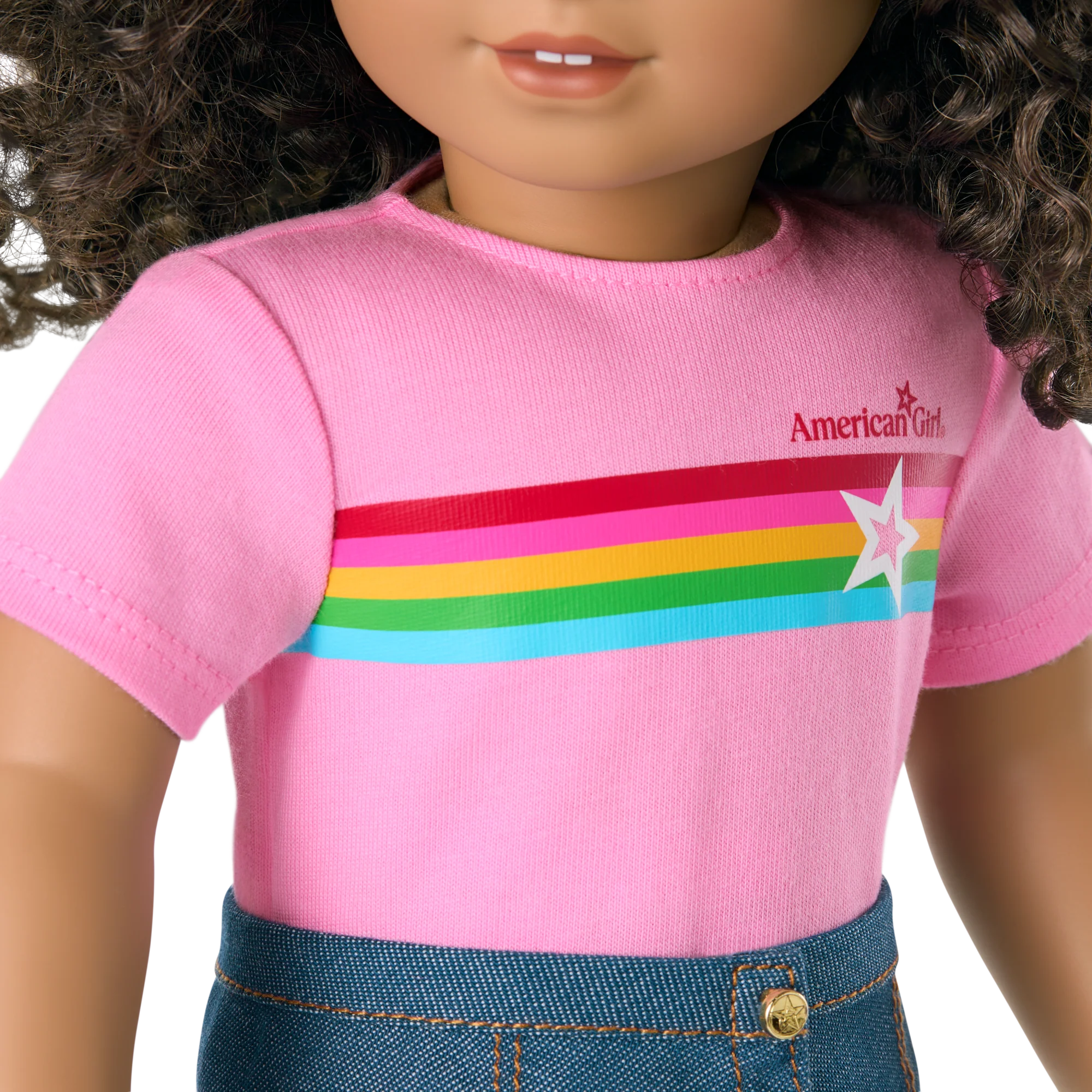 Truly Me™ 18-inch Doll #132 with curly dark-brown hair