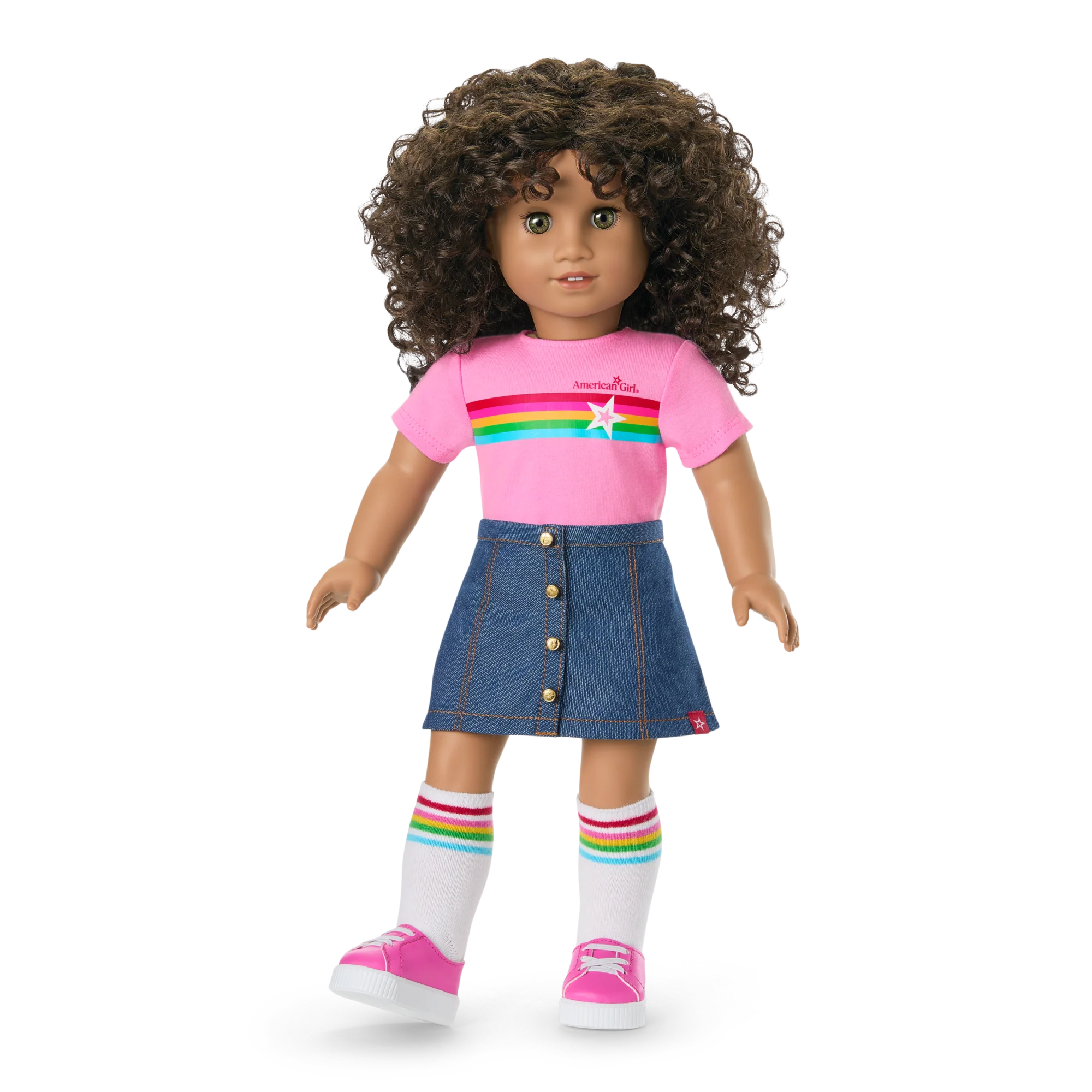 Truly Me™ 18-inch Doll #132 with curly dark-brown hair