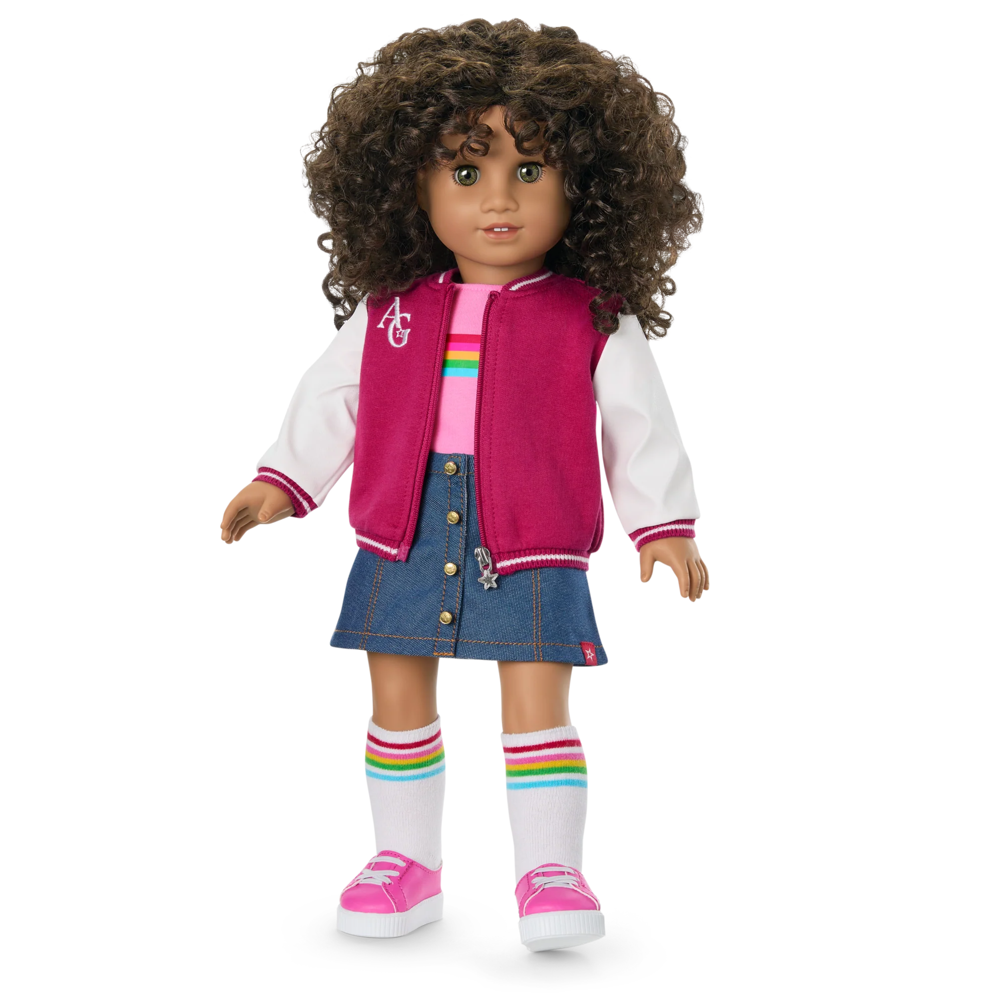 Truly Me™ 18-inch Doll #132 with curly dark-brown hair