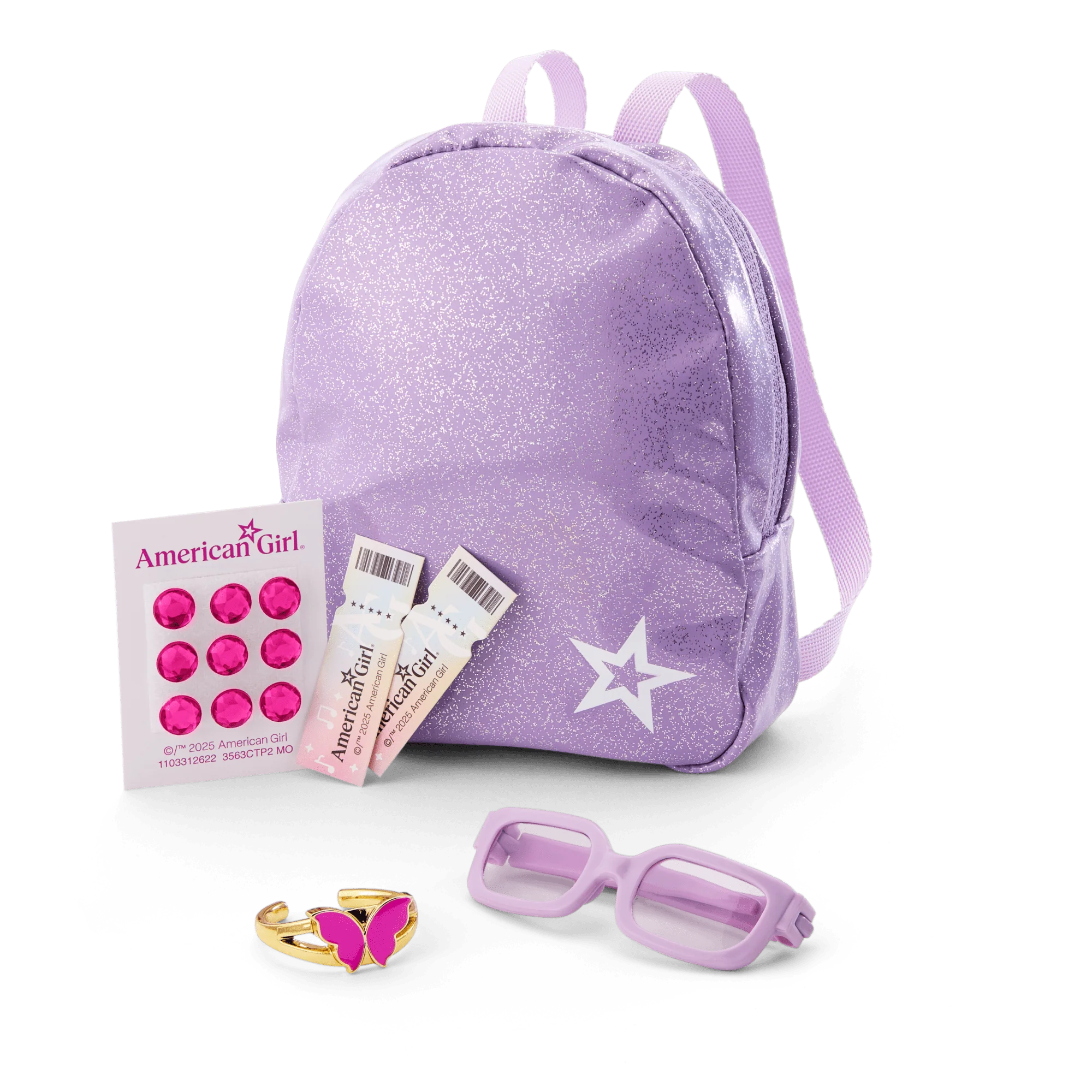 Colorful Teddy Bear Backpack & Accessory Set for 18-inch Dolls