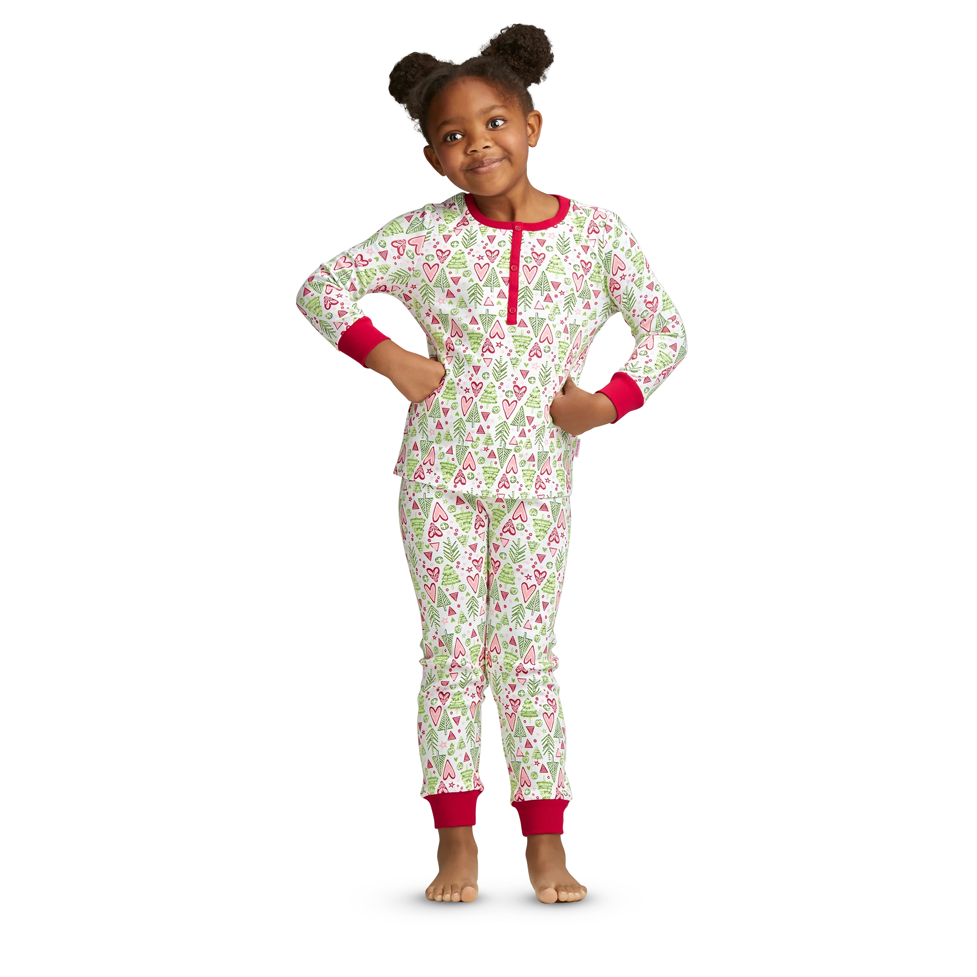 Hearts & Pines Holiday PJs for Little Girls