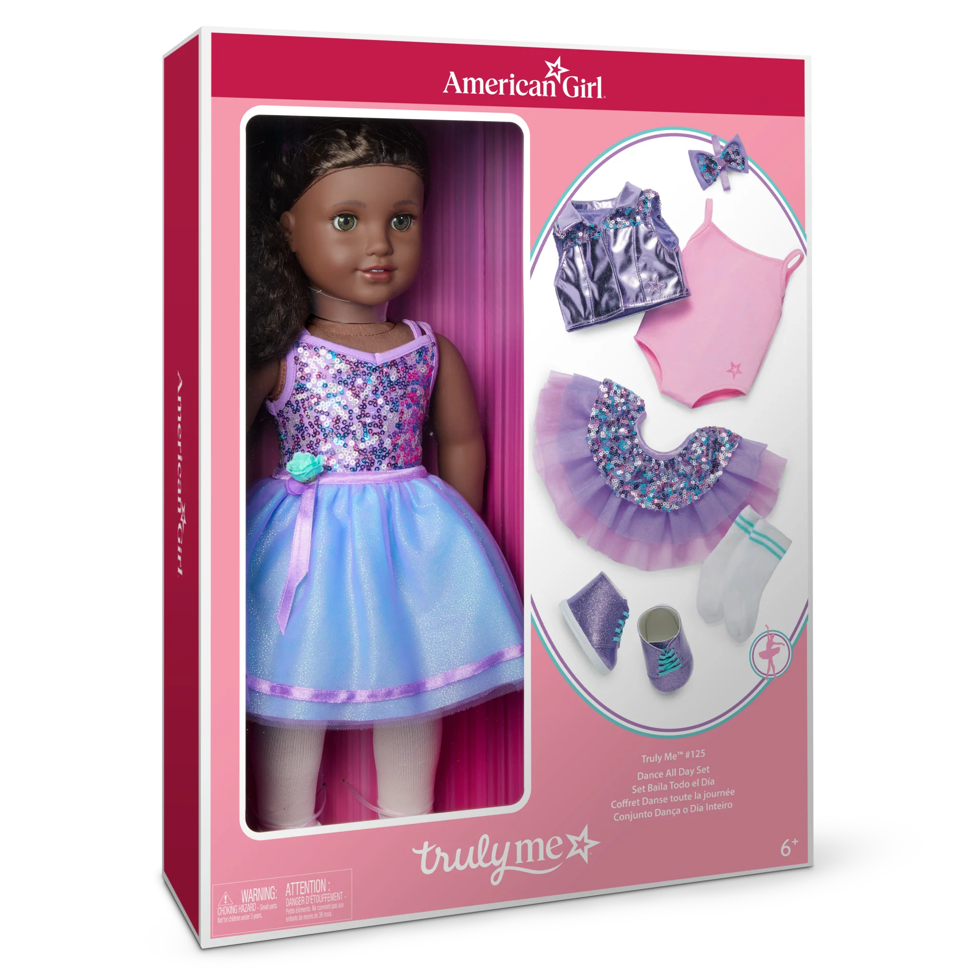 Truly Me™ #127 Doll & Dance All Day Set with curly dark-brown hair