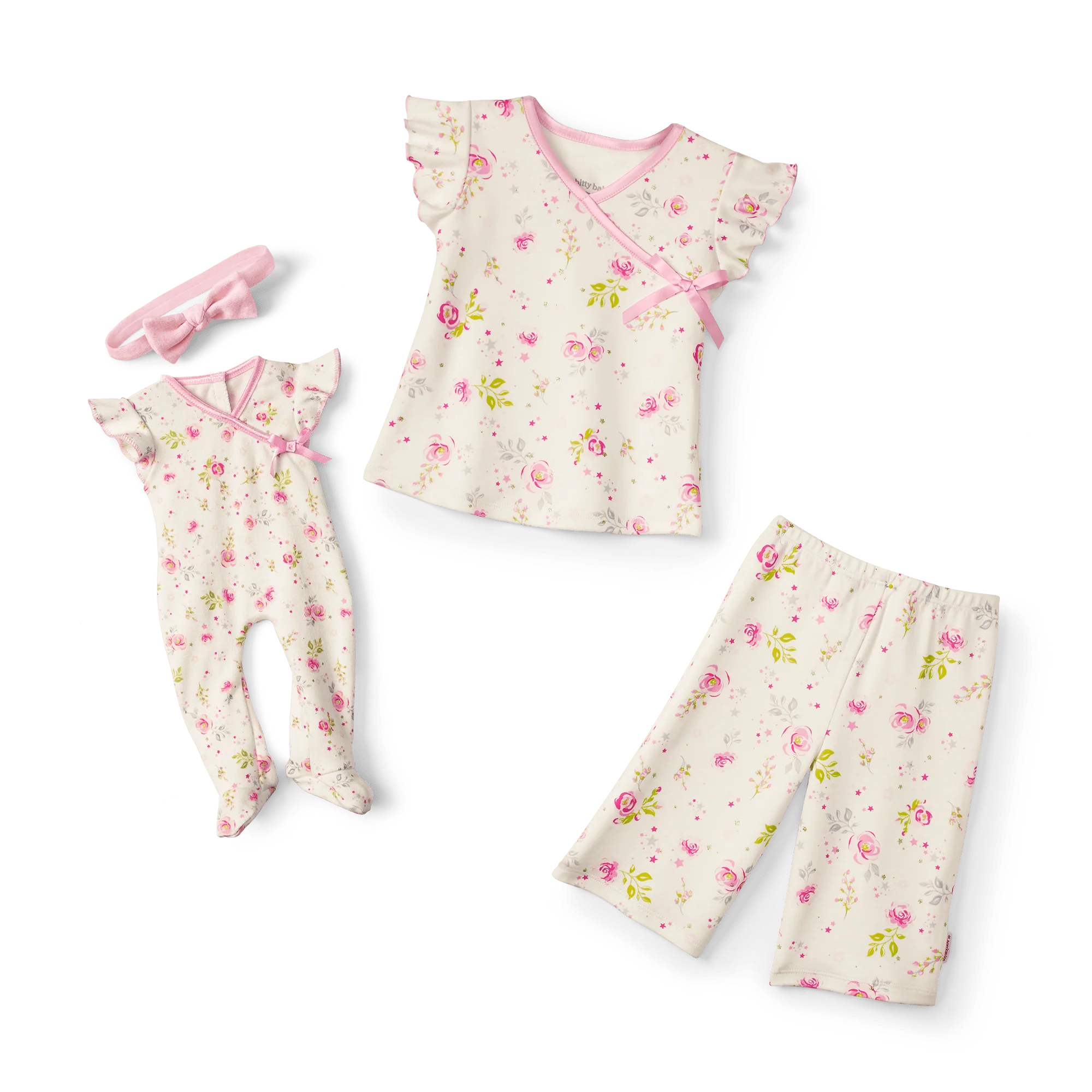 Beautiful Blooms Pajamas for Little Girls & Bitty Baby® Dolls 3 Beautiful Blooms Pajamas for Little Girls & Bitty Baby® Dolls