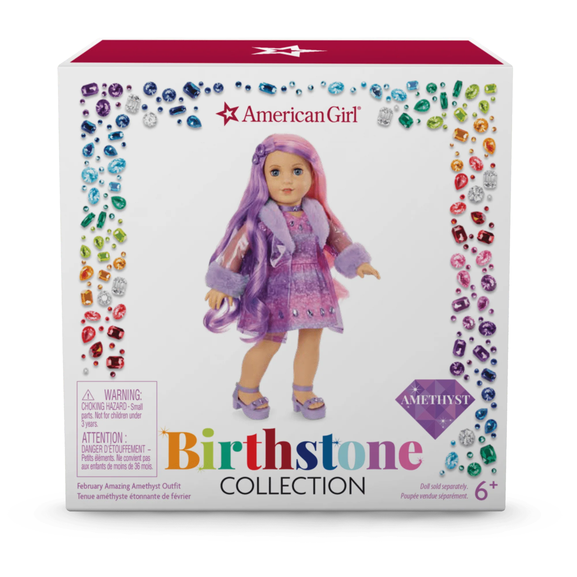 February Amazing Amethyst Outfit for 18-inch Dolls