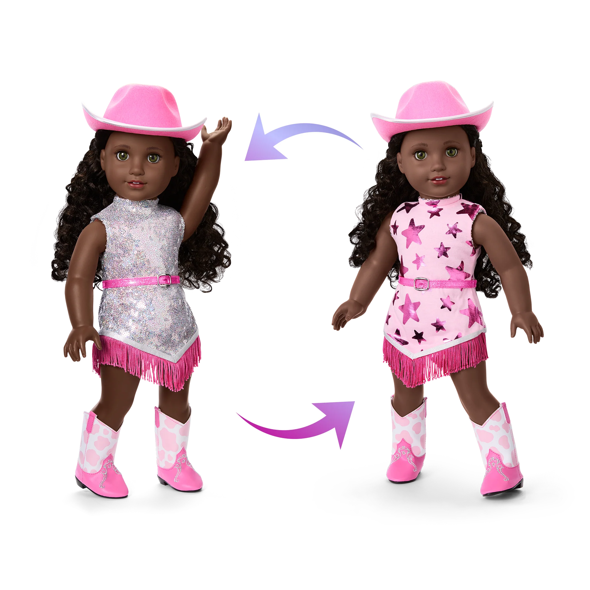 Glam Pink Cowgirl Outfit for 18-inch Dolls