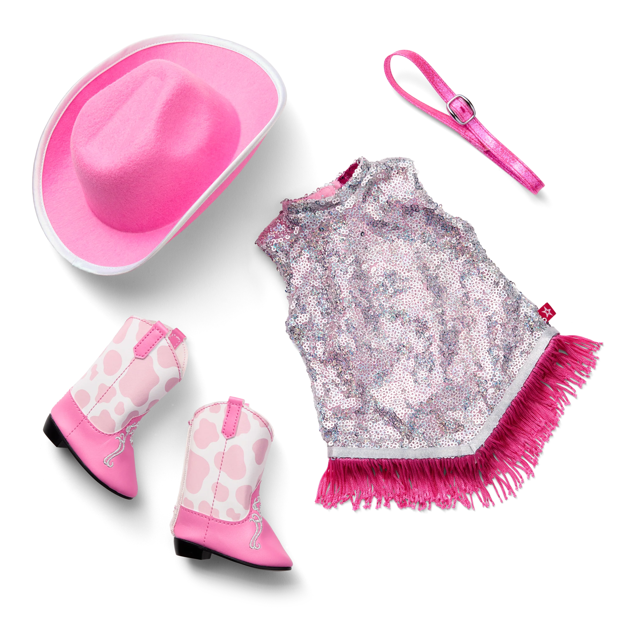 Glam Pink Cowgirl Outfit for 18-inch Dolls